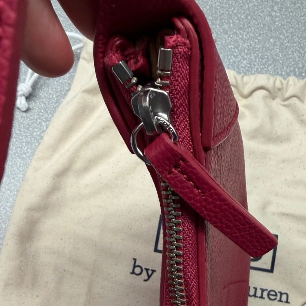 Polo by Ralph Lauren Leather Mini ID shoulder bag in raspberry - Picture 3 of 9